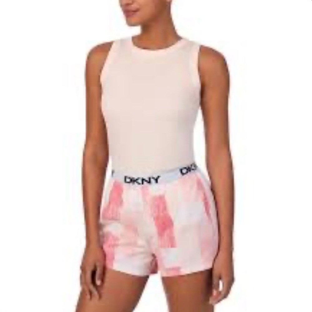 DKNY White Tank and Pink Shorts Set